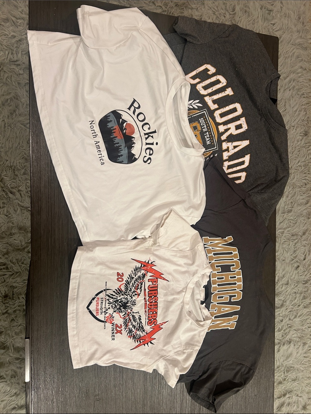 Bundle of 4 Graphic College/Team Crop T-Shirts – XS/S